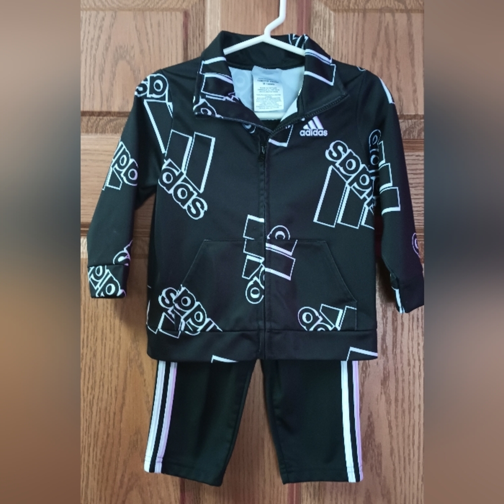 Adidas Black and White Kids Tracksuit 18m